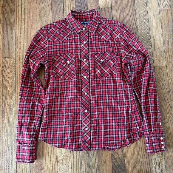 Vintage Ralph Lauren Women’s Slim Fit 100% Cotton Pearl Snap Size 6 - Picture 12 of 16